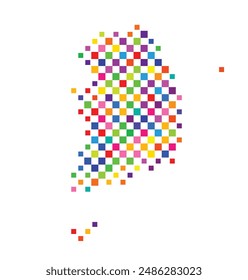 Mapa Abstractas de Corea del Sur con un patrón de cuadros coloridos como un tablero de ajedrez