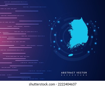 Abstract Map Of South Korea Technology With Hi-tech Digital Data Connection System Background Circuit.