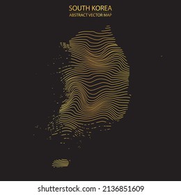 mapa abstracto de Corea del Sur - ilusión vectorial de un mapa a rayas de color dorado
