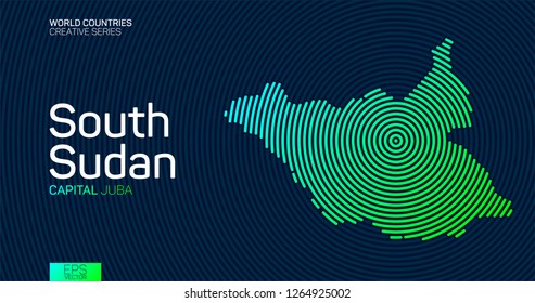 Abstract map of South Sudan with circle lines