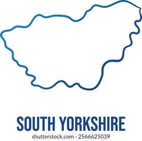 Abstract map of South Yorkshire
ceremonial county. Blue gradient illuminated smooth edges map shape. Use for wall art, travel blog, news article