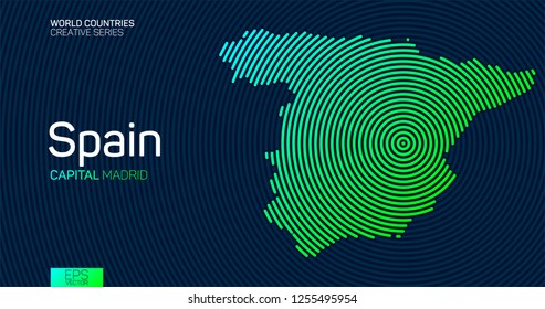 Abstract map of Spain with circle lines