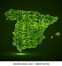 Abstract map of Spain with glowing particles, vector illustration eps 10