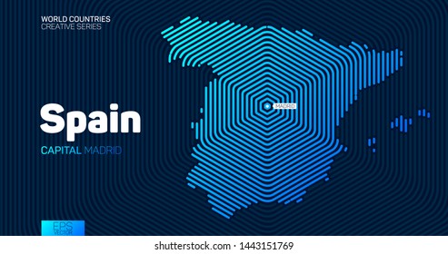 Abstract map of Spain with hexagon lines