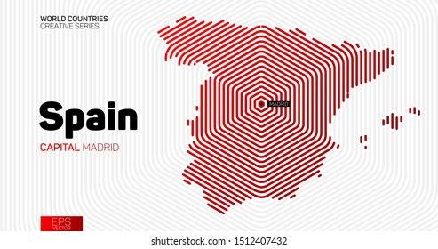 Abstract map of Spain with red hexagon lines