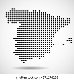 Abstract map of Spain from round dots, vector illustration eps 10