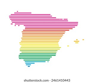 Mapa Abstractas de España que muestra la zona del país con líneas paralelas Horizontales en colores arcoíris