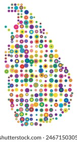 Abstract map of Sri Lanka drawn with overlapping colored circles like sweets or candies
