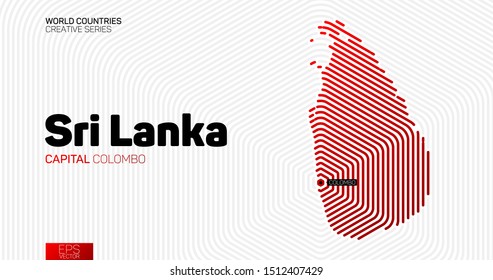 Abstract map of Sri Lanka with red hexagon lines