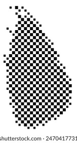 Mapa Abstractas de Sri Lanka que muestra el país con un patrón de cuadrados en blanco y negro como un tablero de ajedrez
