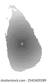 Abstract map of Sri Lanka showing the country with concentric black tapering lines
