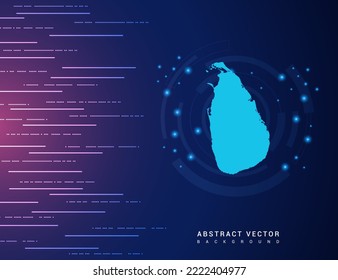 Mapa abstracto de la tecnología de Sri Lanka con el circuito de fondo del sistema de conexión de datos digitales de alta tecnología.