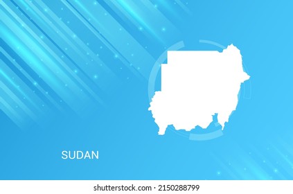 Abstract map of Sudan circuit circle smooth light blue background.