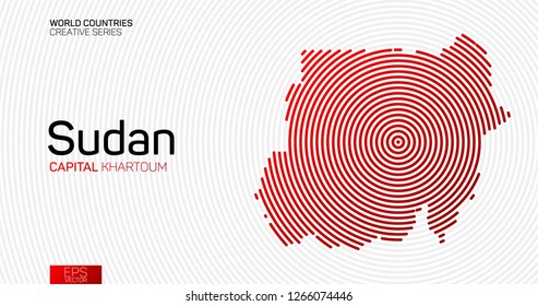 Abstract map of Sudan with red circle lines