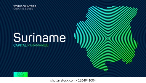 Abstract map of Suriname with circle lines