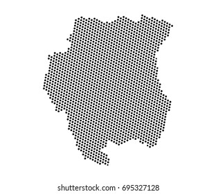 Abstract map of Suriname dots planet, lines, global world map halftone concept. Vector illustration eps 10.