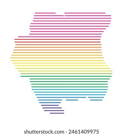 Mapa Abstractas de Surinam que muestra la zona del país con Horizontales líneas paralelas en colores arcoíris