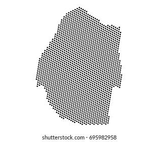 Abstract map of Swaziland dots planet, lines, global world map halftone concept. Vector illustration eps 10.