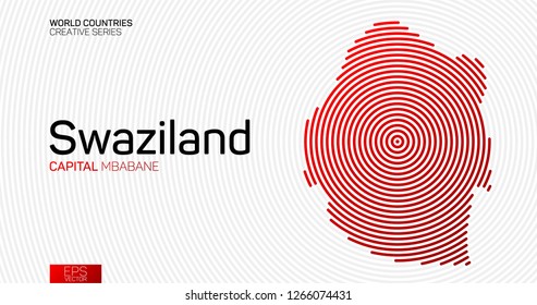 Abstract map of Swaziland with red circle lines