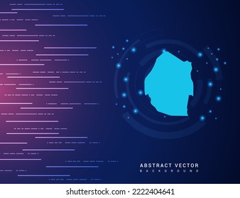 Abstract map of Swaziland technology with hi-tech digital data connection system background circuit.