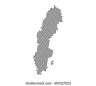 Abstract map of Sweden dots planet, lines, global world map halftone concept. Vector illustration eps 10.