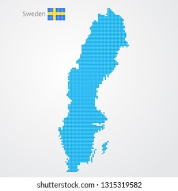 Abstract map of Sweden. Pixel art. Vector illustration.