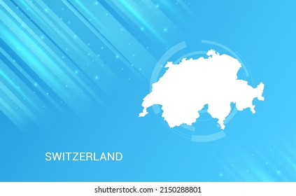 Abstract map of Switzerland circuit circle smooth light blue background.