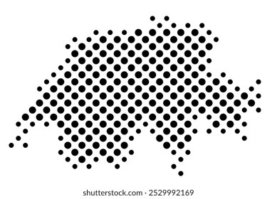 Abstract map of Switzerland with a pattern of black circles like a chessboard