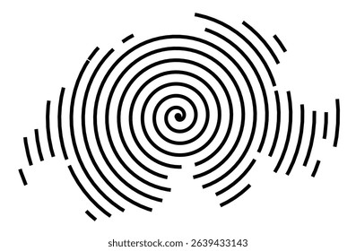 Abstract map of Switzerland showing the country with a black spiral line