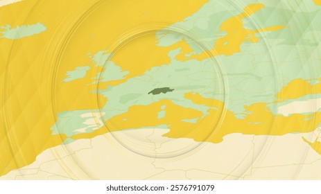 Abstract Map of Switzerland and Surrounding Regions with Circular Patterns. Vibrant Abstract Map.