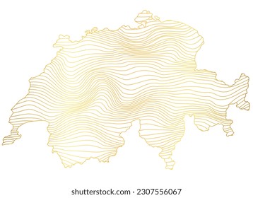  abstrakte Karte der Schweiz - Vektorgrafik gestreifter, goldener Karte