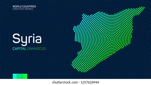Abstract map of Syria with circle lines