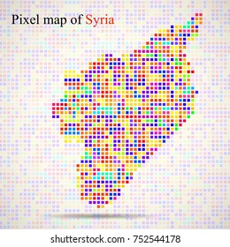 Abstract map of Syria, colorful pixels. Vector illustration. Eps 10