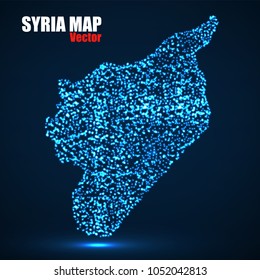 Abstract map of Syria with glowing particles, vector illustration eps 10
