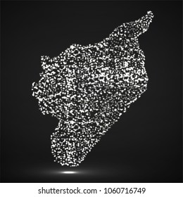 Abstract map of Syria with glowing particles, vector illustration eps 10