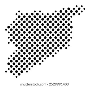Abstract map of the Syria with a pattern of black circles like a chessboard