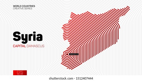 Abstract map of Syria with red hexagon lines