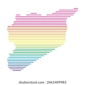 Mapa Abstractas de Siria que muestra la zona del país con Horizontales líneas paralelas en colores arcoíris