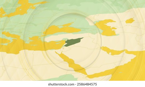 Abstract Map of Syria and Surrounding Regions with Circular Patterns. Vibrant Abstract Map.