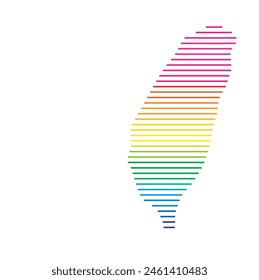 Abstrakte Landkarte von Taiwan mit Horizontalen Parallelen in Regenbogenfarben