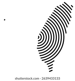 Abstract map of Taiwan showing the country with a black spiral line