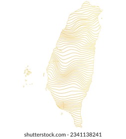 abstract map of Taiwan - vector illustration of striped gold colored map