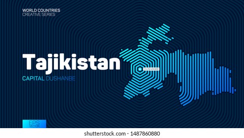 Abstract map of Tajikistan with hexagon lines