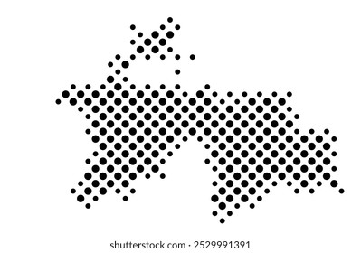 Abstract map of Tajikistan with a pattern of black circles like a chessboard