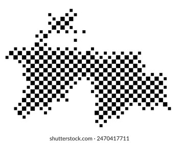 Abstract map of Tajikistan showing the country with a pattern of black and white squares like a chessboard