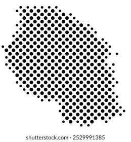 Abstract map of the Tanzania with a pattern of black circles like a chessboard