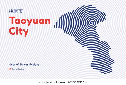  Abstract Map of Taoyuan City in a Circular Spiral Pattern.Taiwan region map