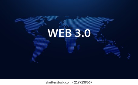 Abstract map technology blue dots modern web 3.0 concept is free access to information or services without intermediaries to control and censorship.