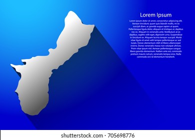Abstract map Territory of Guam with long shadow on blue background of vector illustration