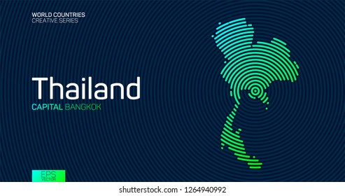 Abstract map of Thailand with circle lines